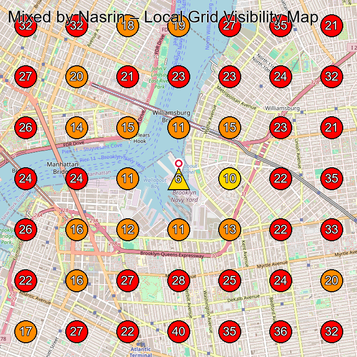 Mixed by Nasrin GeoGrid visibility map for Clothing Store in Brooklyn